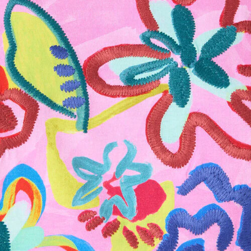 Abstract Flower Embroidered Relaxed Tee - Image 6