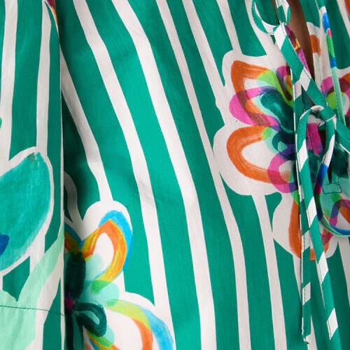 Abstract Flower Tie Smock Dress - Image 6