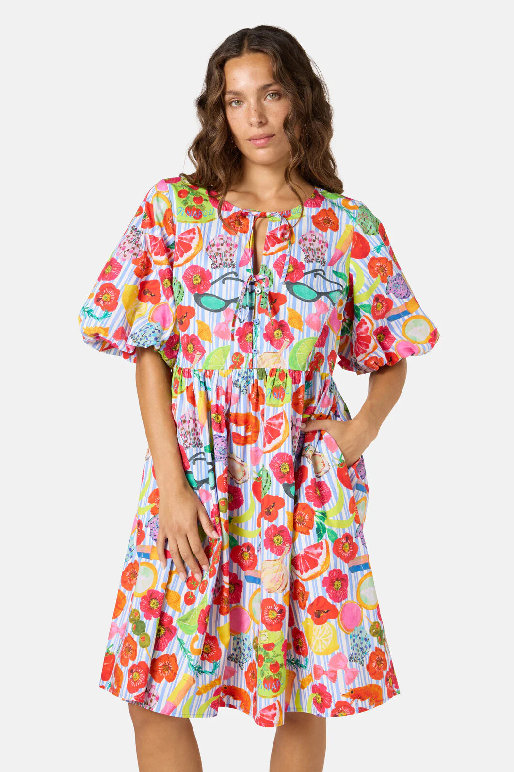 Antipasto Print Smock Dress