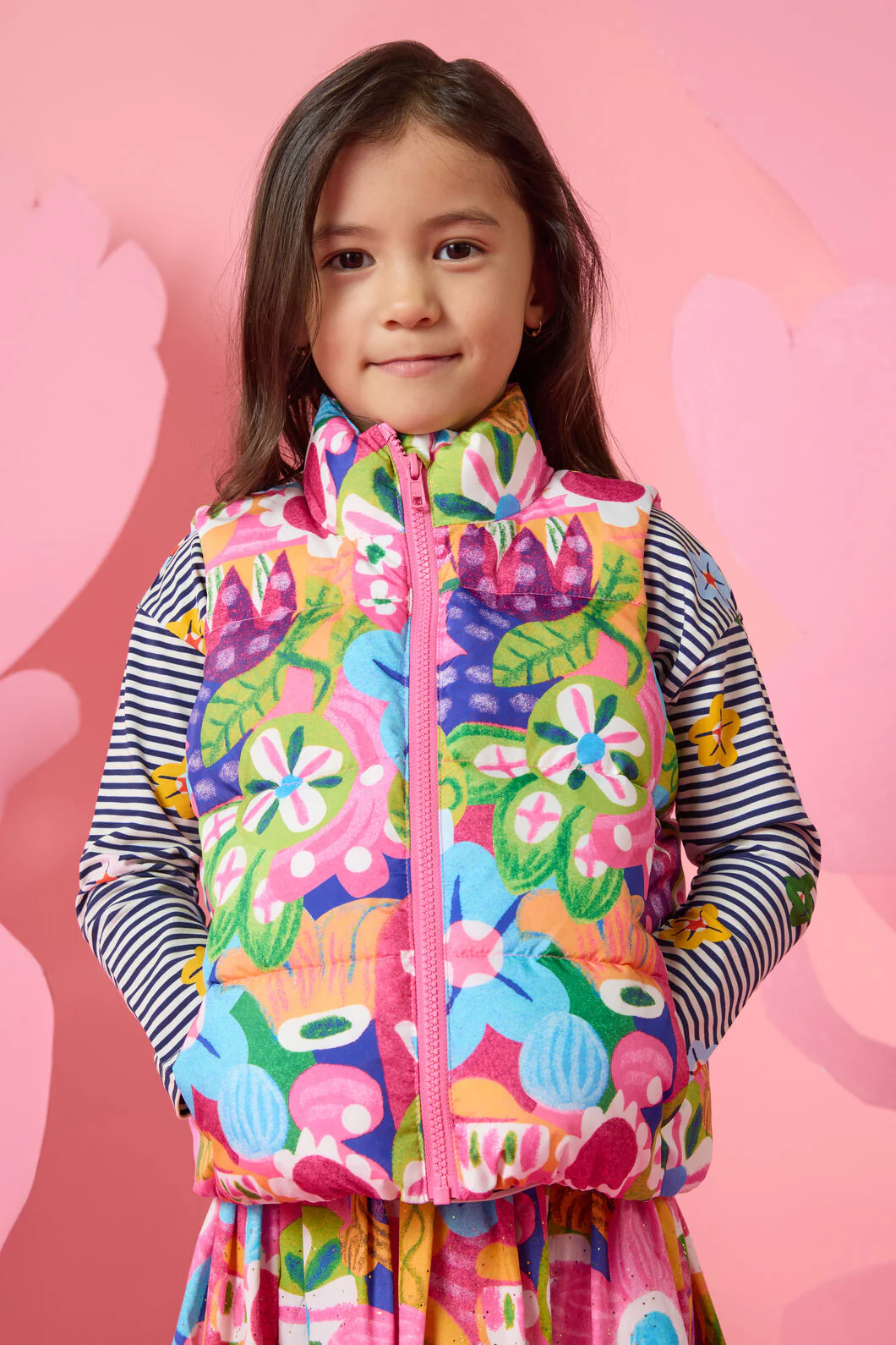 Bold Floral Kids Puffer Vest