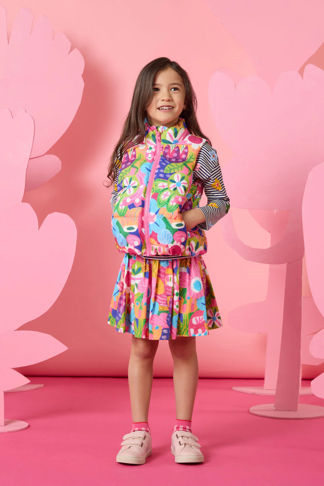 Bold Floral Kids Puffer Vest - Image 2