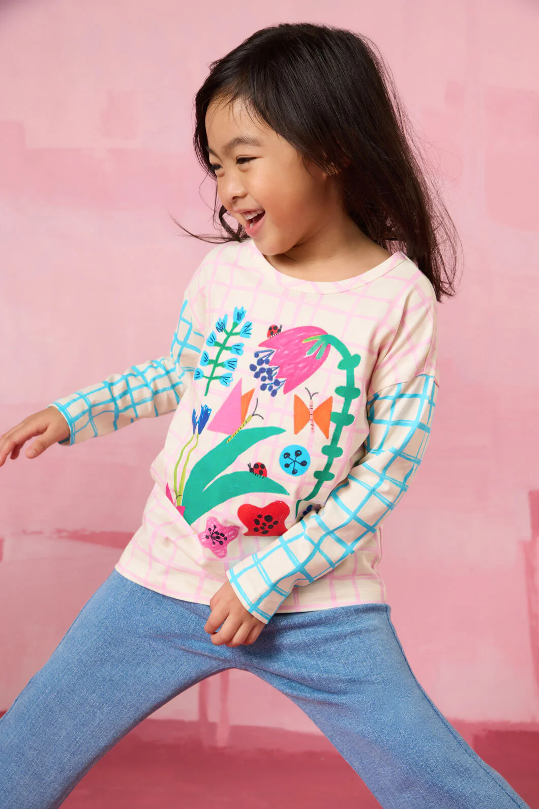 Check Flowers Kids T-Shirt