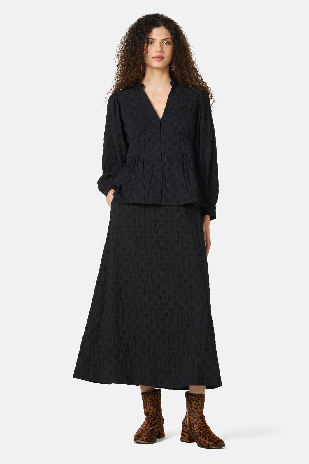 Clover Seersucker Midi Skirt - Image 2
