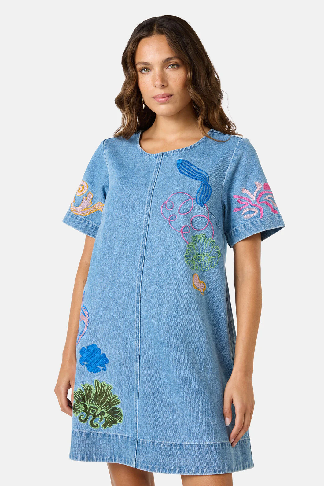Fleur Embroidered Denim Dress