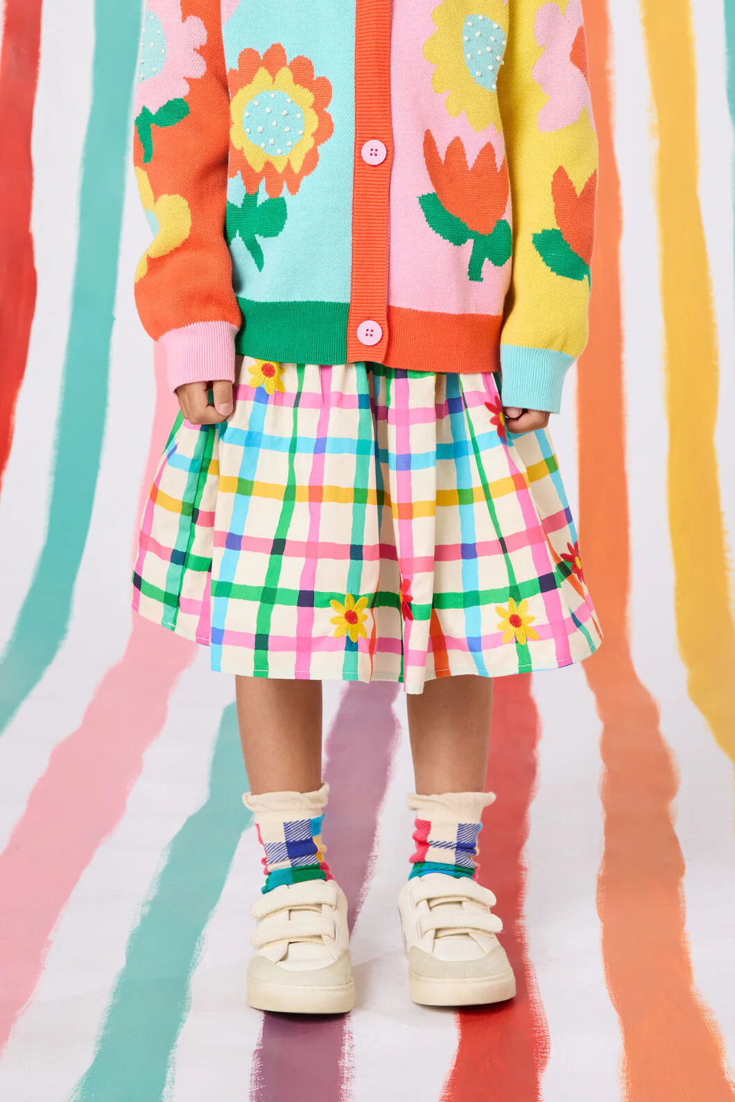 Floral Embroidered Kids Skirt