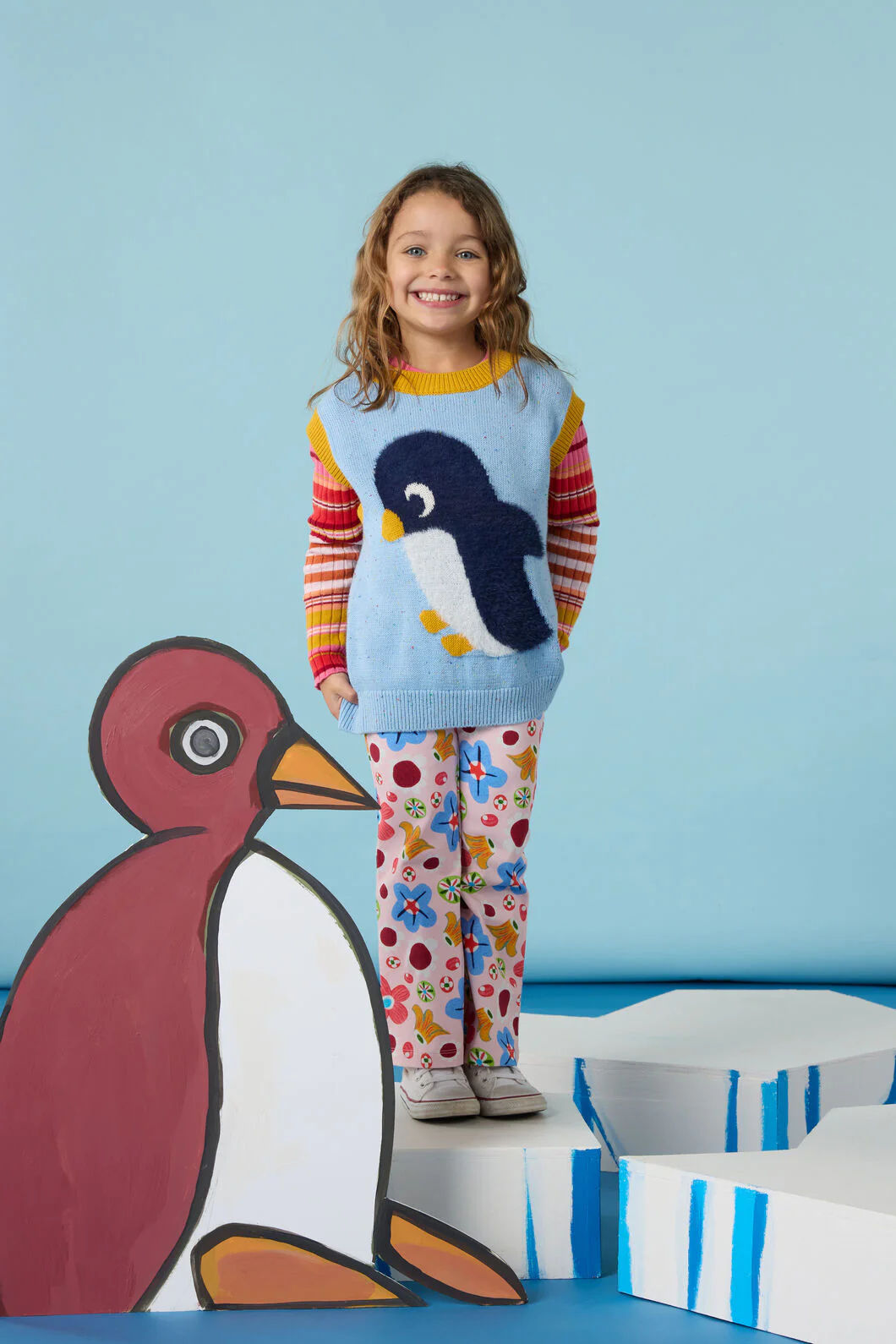 Fluffy Penguin Kids Knit Vest