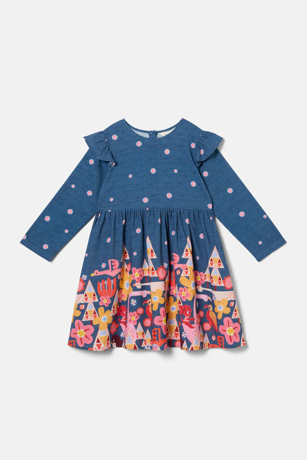 Funky Birds Border Kids Dress - Image 3