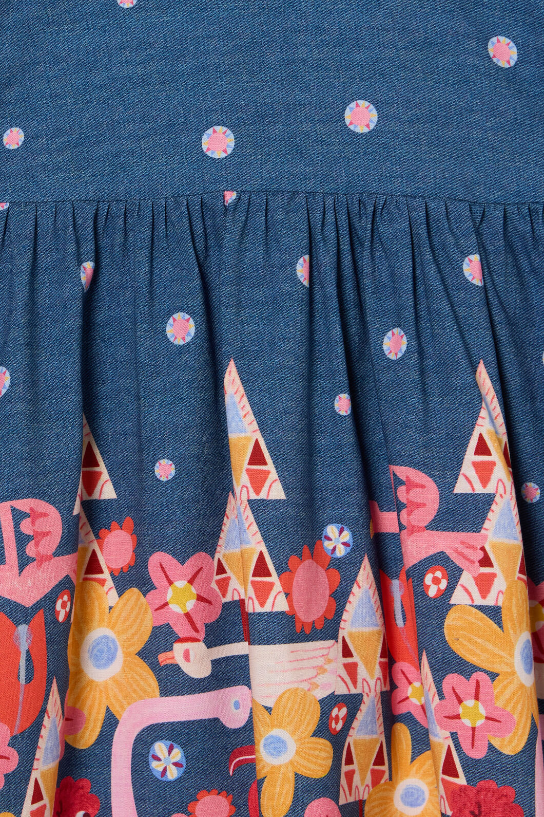 Funky Birds Border Kids Dress - Image 4