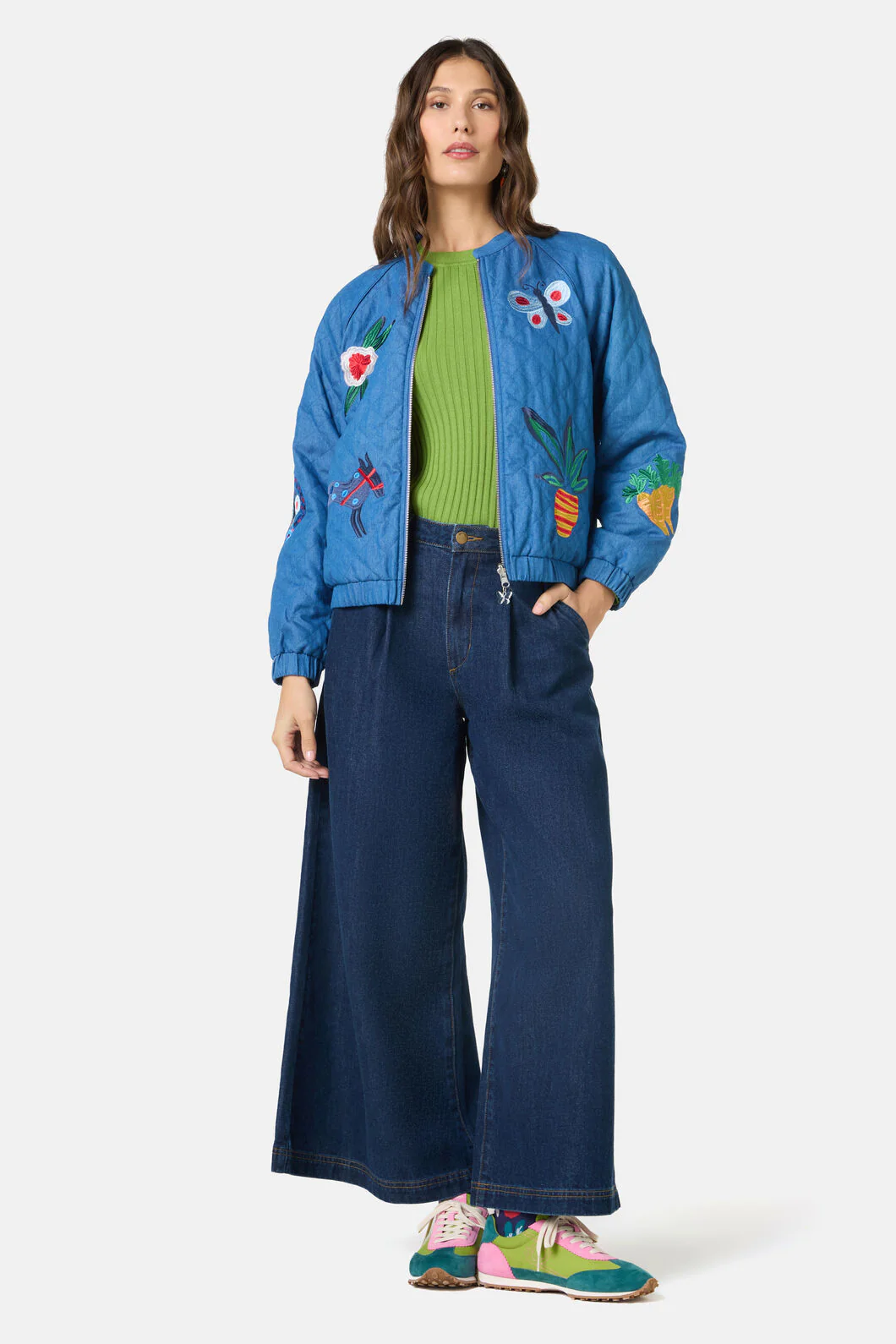 Garden Bed Denim Reversible Bomber Jacket - Image 6