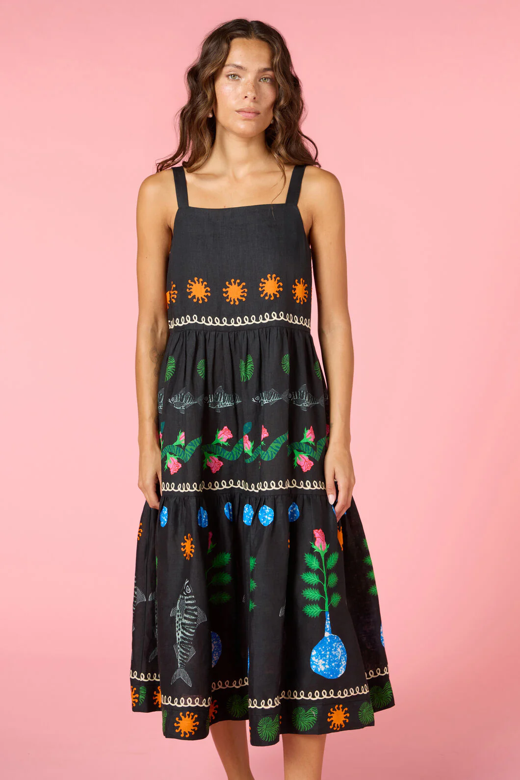Gone Fishing Print Long Dress - Image 4