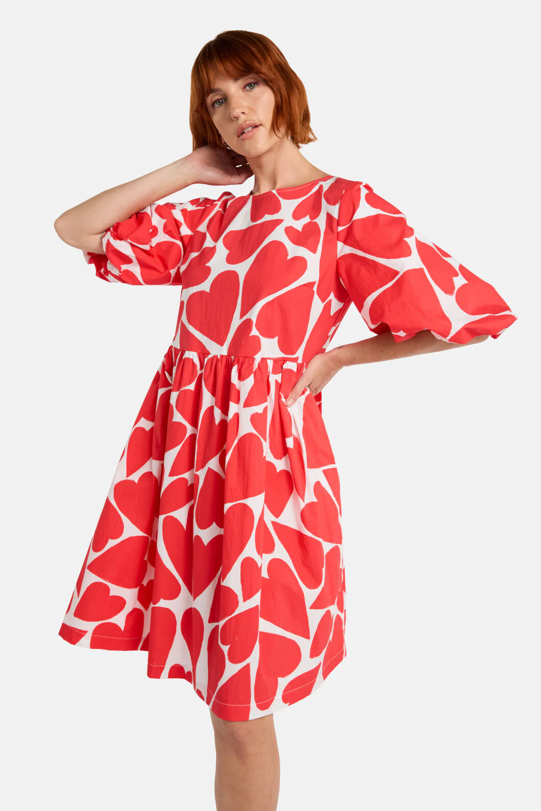 Heartbeat Print Smock Dress