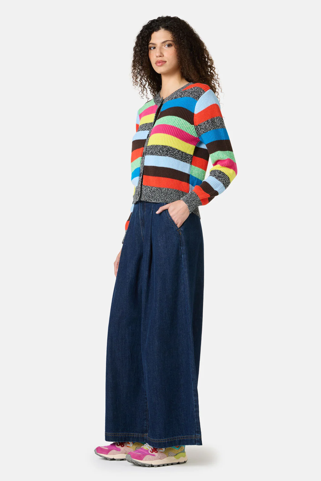 Jumble Stripe Cotton Cardigan - Image 3