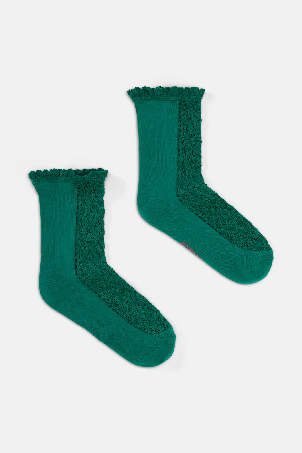 Lace Crew Socks W Green