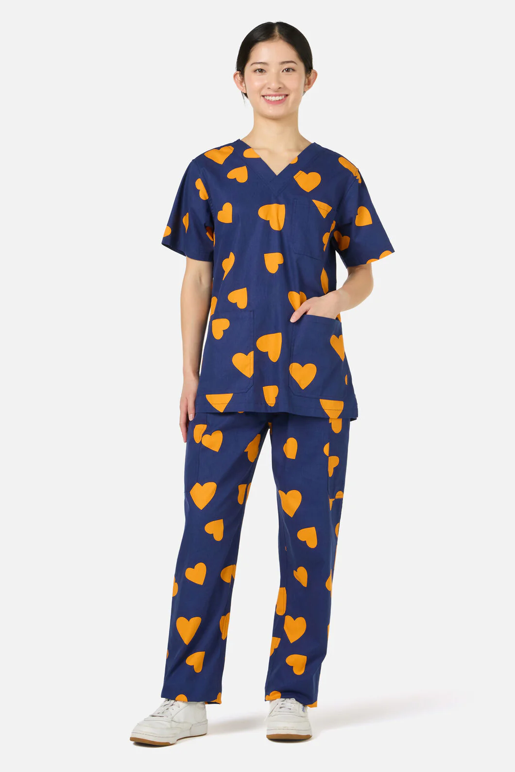 Orange Hearts Scrub Set