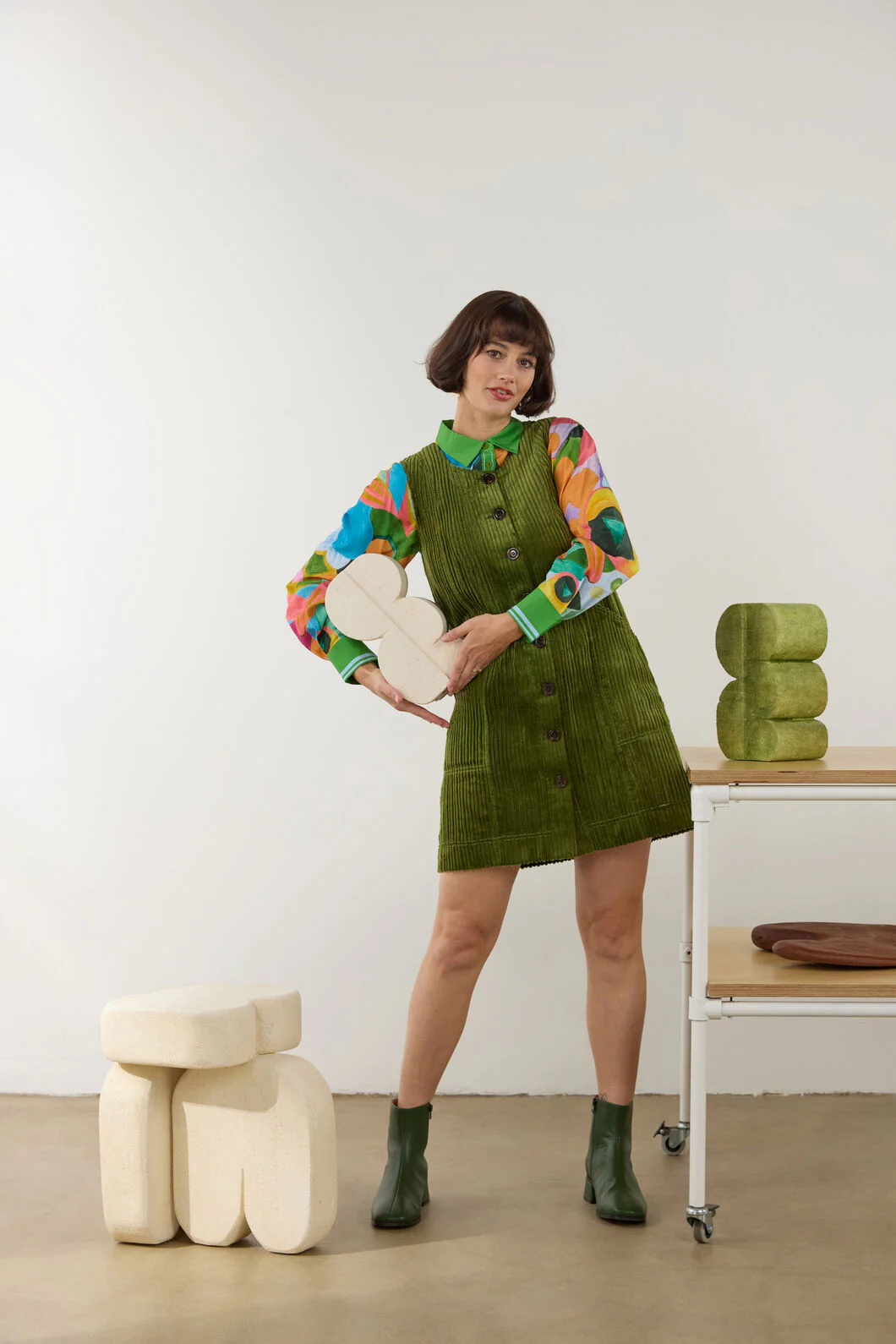 Pesto Cord Pinafore