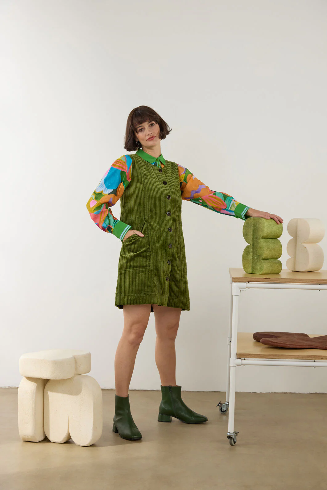 Pesto Cord Pinafore - Image 2