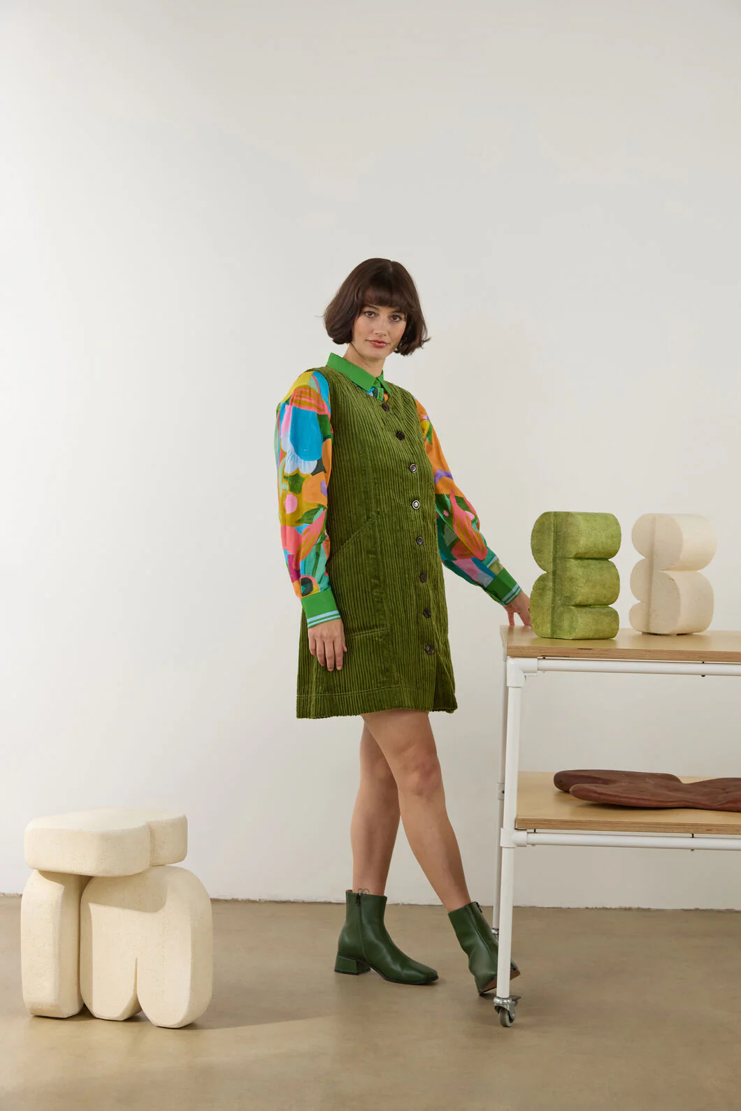Pesto Cord Pinafore - Image 3