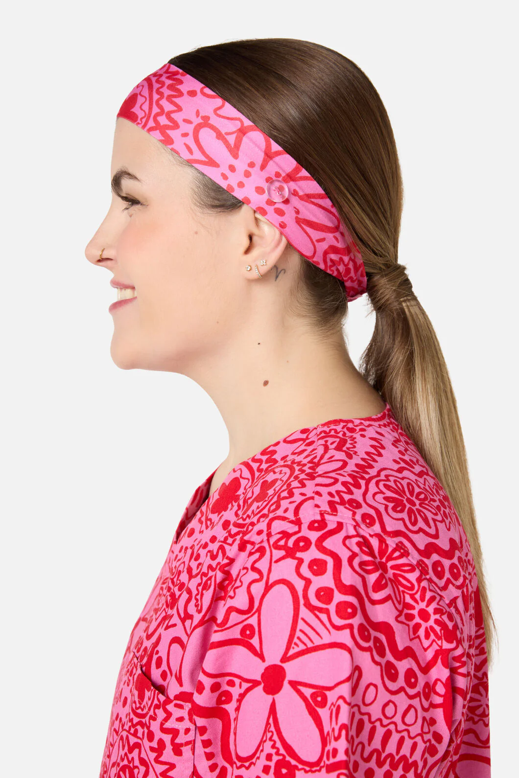 Pink Daisy Mae Scrub Headband - Image 2