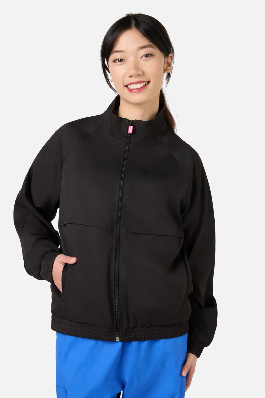 Scrub Womens Black Zip Up Jacket