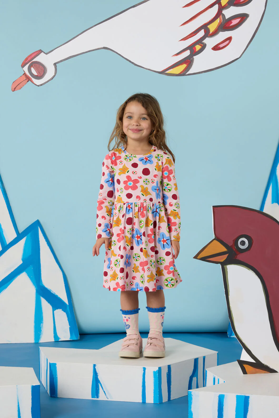 Spotty Floral Kids Jersey Dress