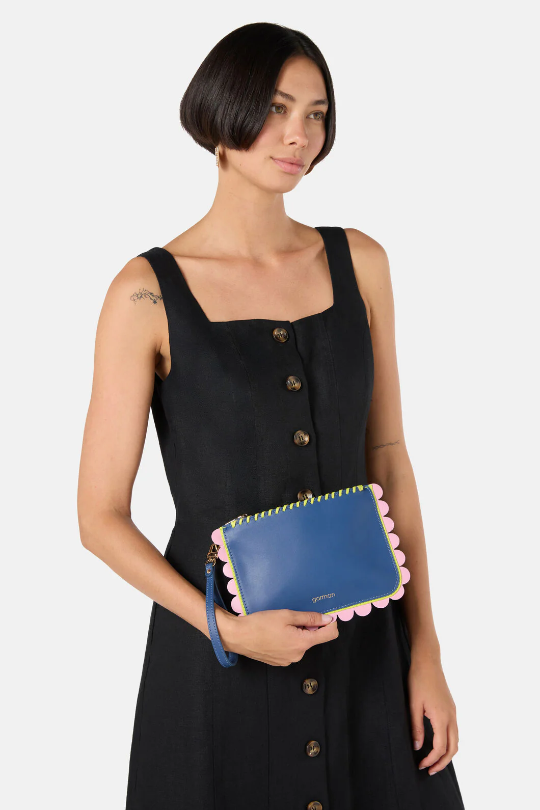 Tori Leather Clutch Navy